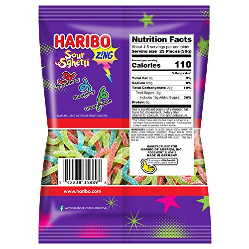 Haribo Zing Sour S'ghetti Gummi Candy