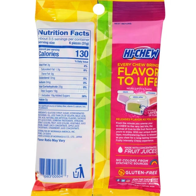 Hi-Chew Japanese Chewy Candy - Original Mix (Strawberry, Apple, Grape)
