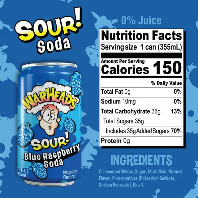Warheads Soda Can (Blue Raspberry)