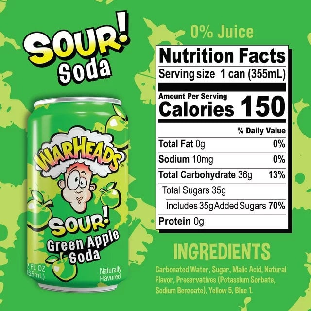 Warheads Soda Can (Green Apple)