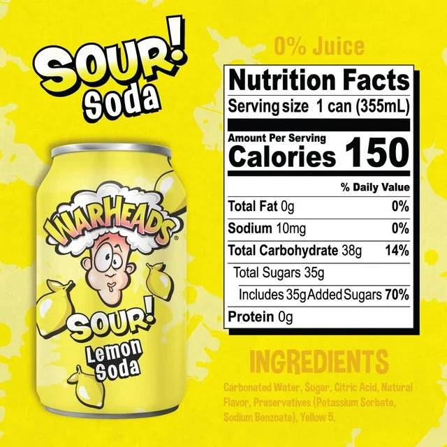 Warheads Soda Can (Lemon)