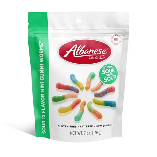 Albanese Gummi Mini Worms - Sour 12 Flavors