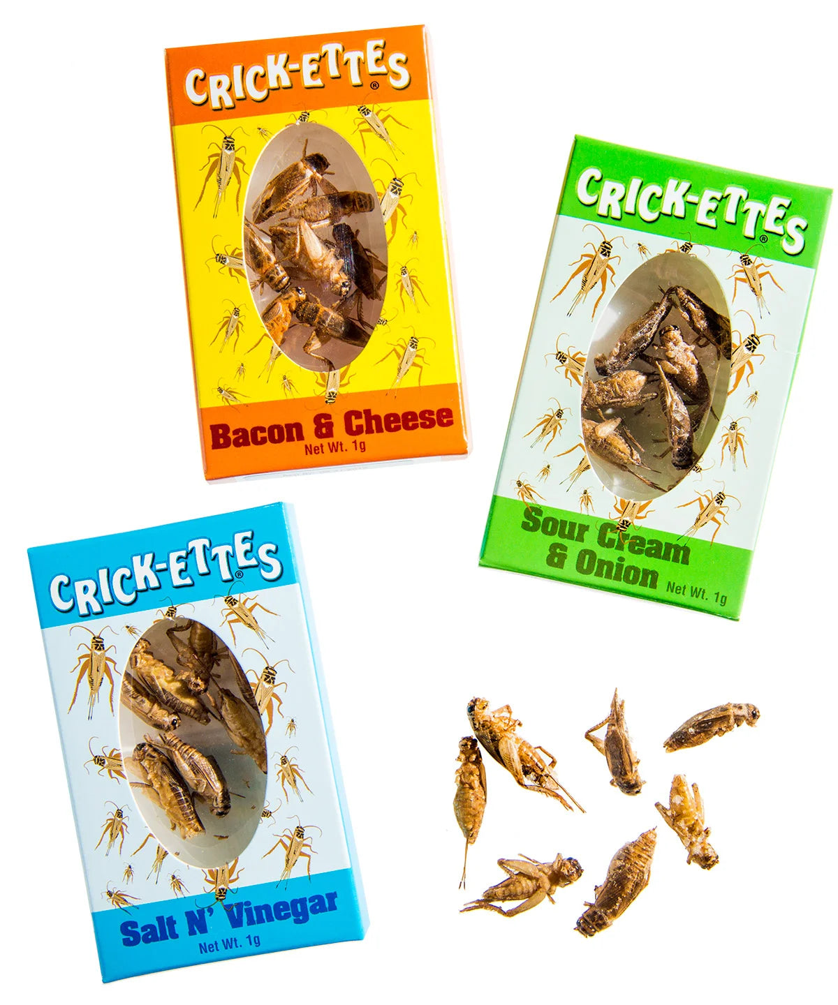 Hotlix Cricket Seasoned Snacks - Set of 3 Boxes (Bacon & Cheddar, Sour Cream & Onion, Salt & Vinegar)