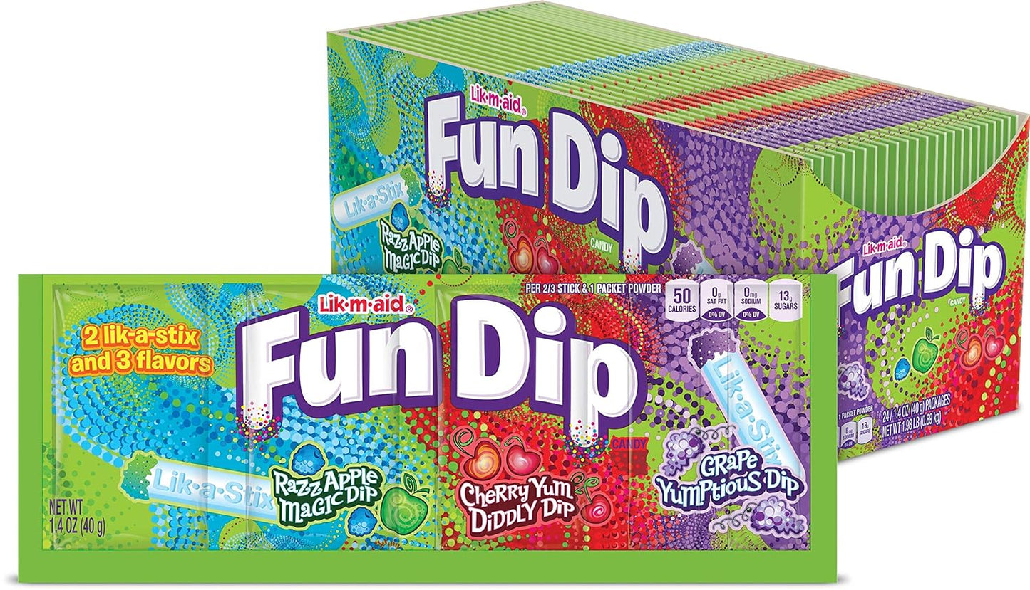Lik-M-Aid Fun Dip - 3 Flavor Strip (Cherry, Apple, Grape)