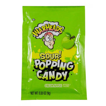 Warheads Popping Candy, Sour Pop Rocks Candy (Blue Raspberry, Green Apple, Watermelon)