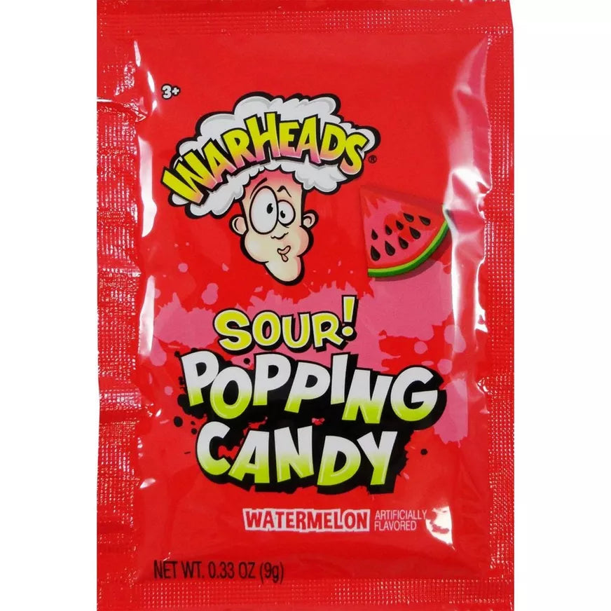 Warheads Popping Candy, Sour Pop Rocks Candy (Blue Raspberry, Green Apple, Watermelon)