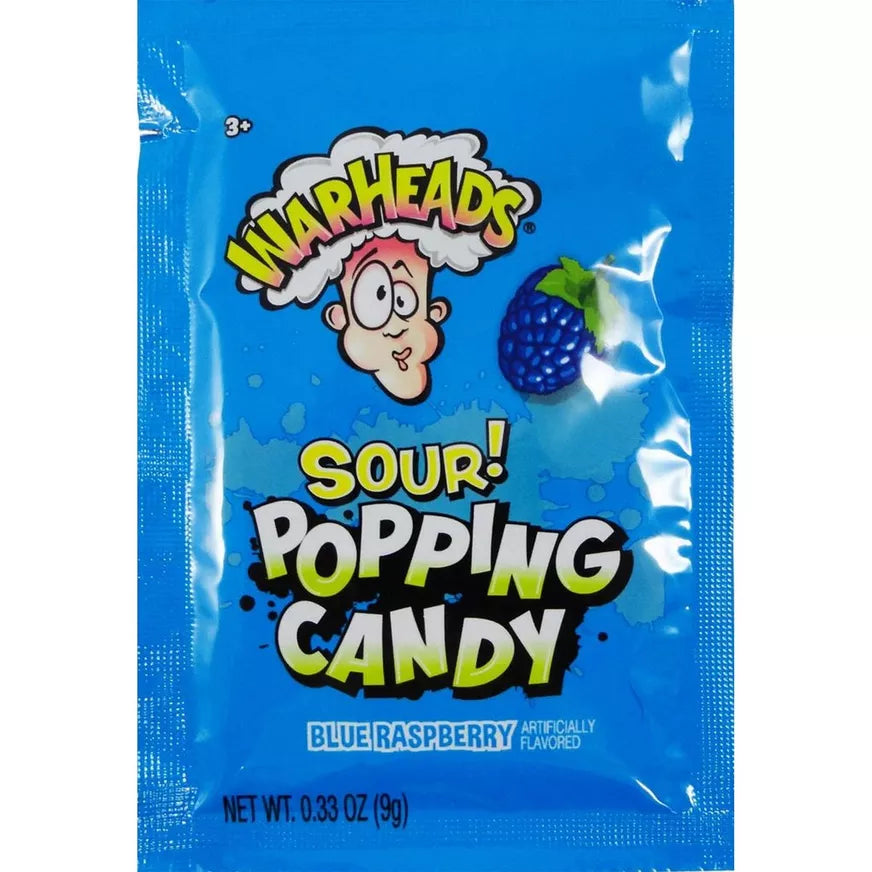 Warheads Popping Candy, Sour Pop Rocks Candy (Blue Raspberry, Green Apple, Watermelon)