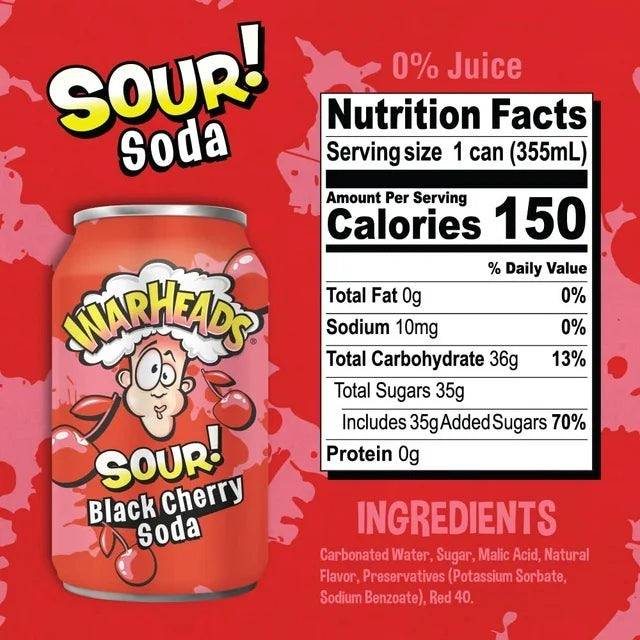 Warheads Soda Can (Black Cherry)