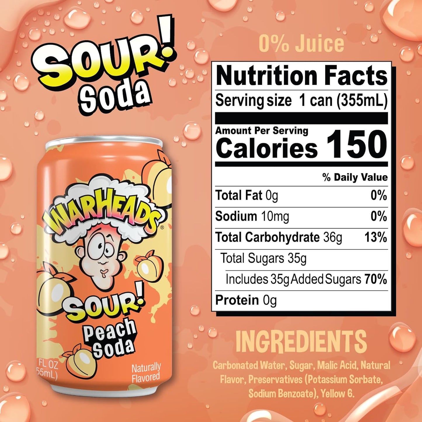 Warheads Soda Can (Peach)